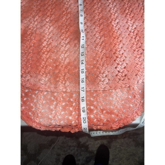 VINTAGE HAVANA Crochet Lace Top Medium V-Neck Long Sleeve Hi-Low Peach - Picture 6 of 7